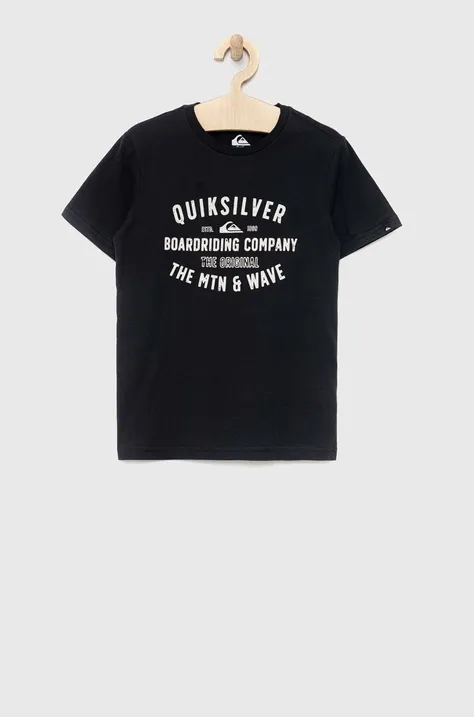 Quiksilver t-shirt bawełniany dziecięcy kolor czarny z nadrukiem