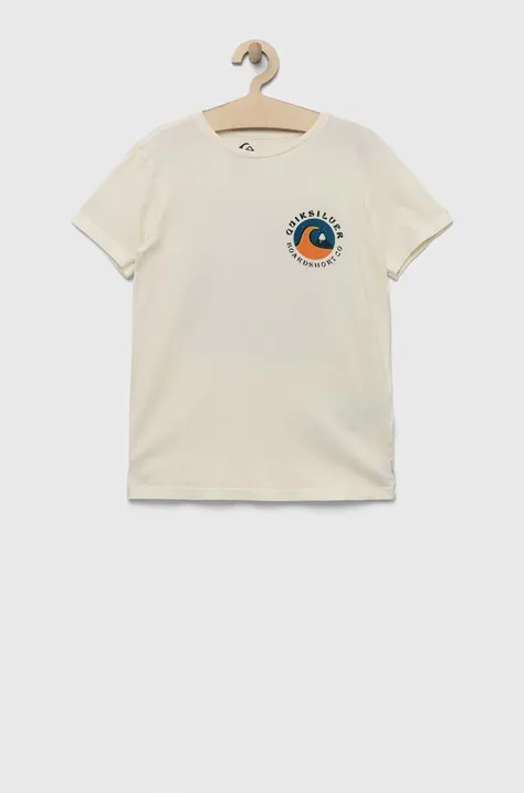 Дитяча бавовняна футболка Quiksilver колір бежевий з принтом