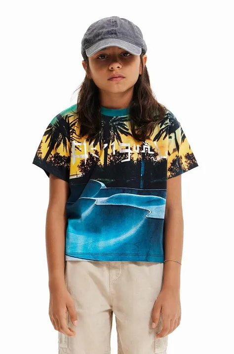 Детская хлопковая футболка Desigual с принтом