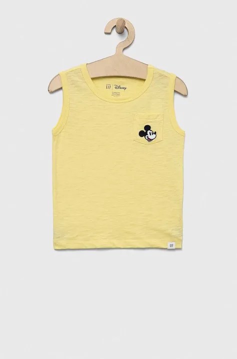 GAP t-shirt bawełniany dziecięcy x Disney kolor żółty z aplikacją