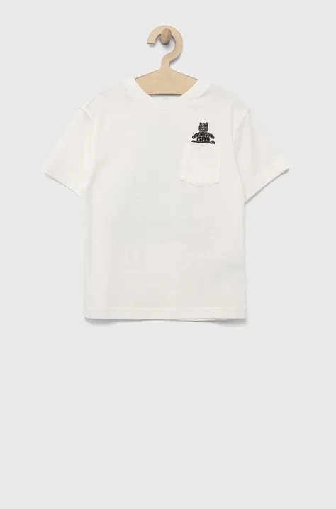 Detské bavlnené tričko GAP biela farba, s potlačou