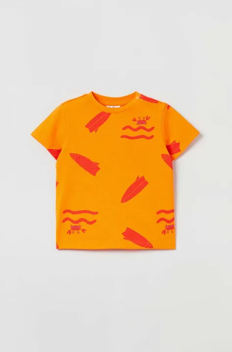 Μωρό βαμβακερό μπλουζάκι OVS χρώμα: πορτοκαλί