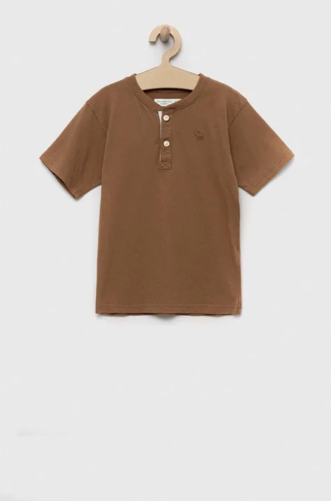 Abercrombie & Fitch t-shirt bawełniany dziecięcy kolor brązowy gładki