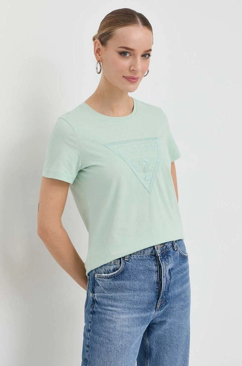 Guess tricou din bumbac culoarea verde