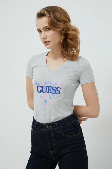 Kratka majica Guess ženski, siva barva
