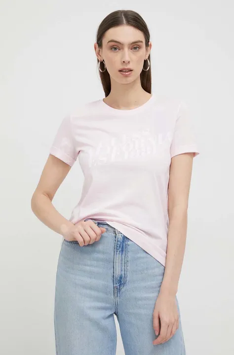 Bavlnené tričko Guess ružová farba