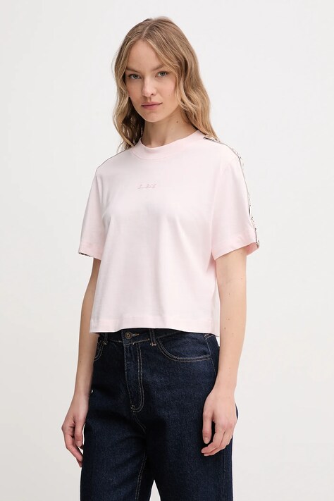 Guess tricou din bumbac BRITNEY femei, culoarea roz, V3RI08 I3Z14
