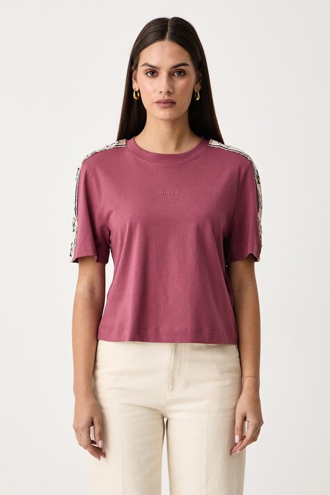 Guess T-shirt damski bawełniany BRITNEY różowy V3RI08 I3Z14