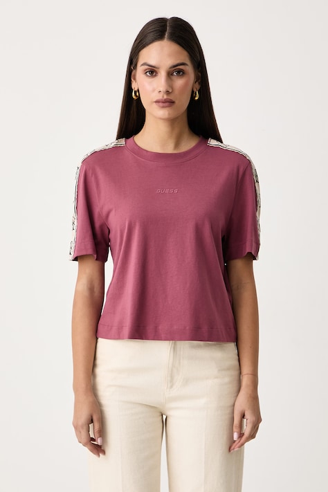 Guess T-shirt damski bawełniany BRITNEY różowy V3RI08 I3Z14