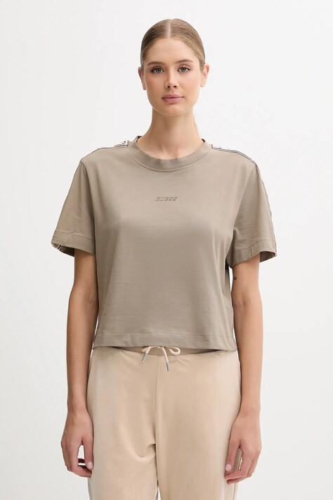 Βαμβακερό μπλουζάκι Guess BRITNEY χρώμα: μοβ, V3RI08 I3Z14