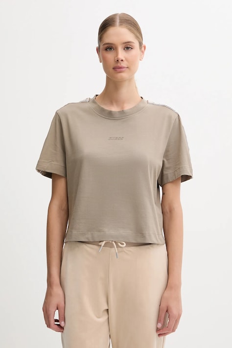 Guess tricou din bumbac BRITNEY culoarea violet, V3RI08 I3Z14