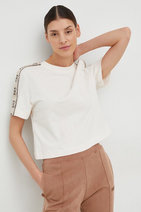 Guess tricou din bumbac culoarea bej