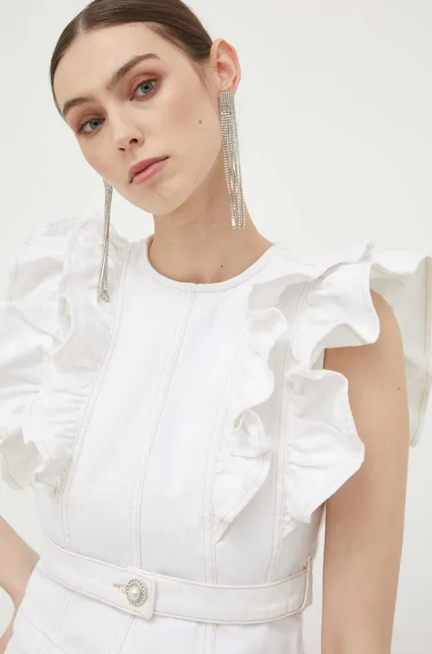 Джинсова блузка Custommade жіноча колір білий однотонна