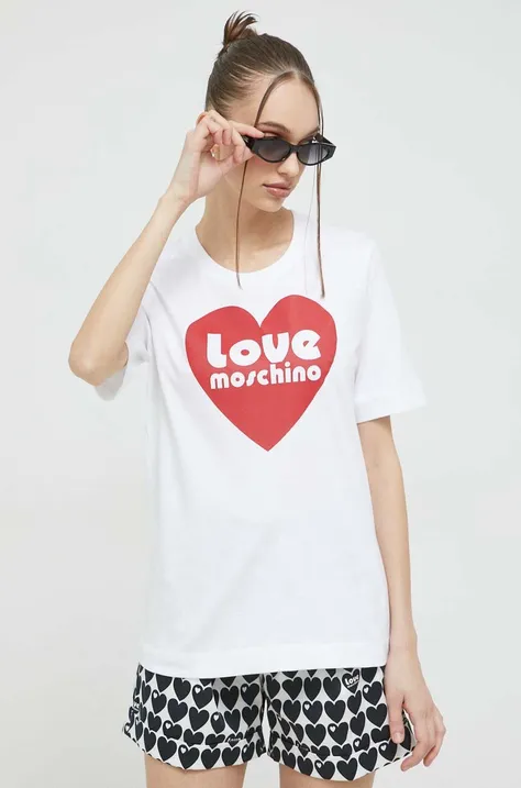 Бавовняна футболка Love Moschino колір білий