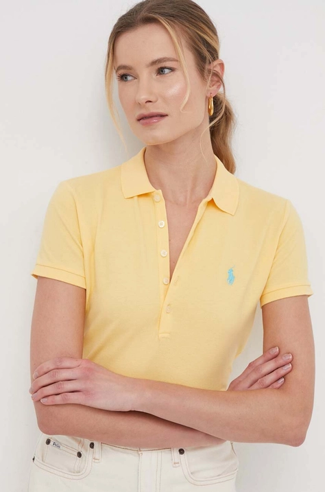 Тениска с яка Polo Ralph Lauren в жълто 211870245