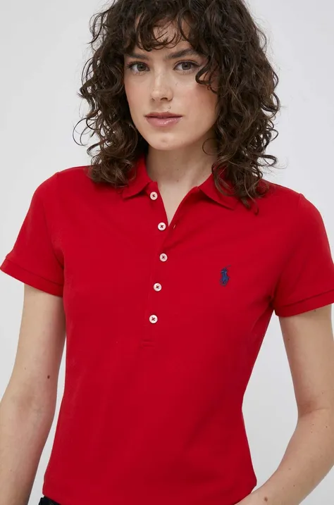 Polo tričko Polo Ralph Lauren dámsky,červená farba,211870245