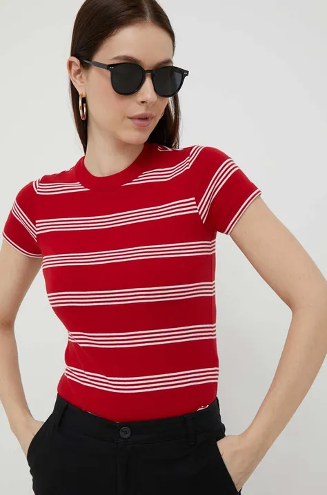 Bombažna kratka majica Polo Ralph Lauren rdeča barva