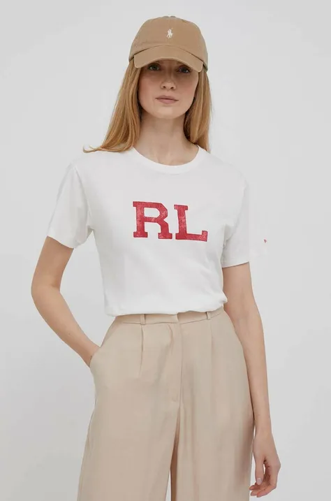 Βαμβακερό μπλουζάκι Polo Ralph Lauren χρώμα: άσπρο
