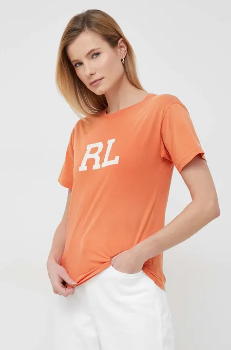 Хлопковая футболка Polo Ralph Lauren цвет оранжевый