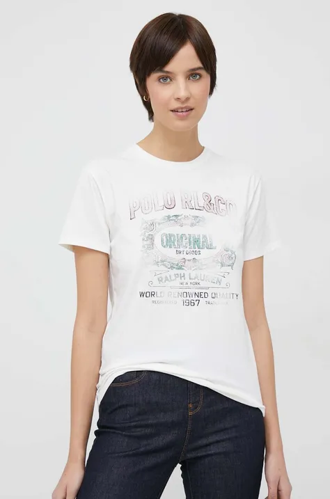Βαμβακερό μπλουζάκι Polo Ralph Lauren Χρώμα: μπεζ