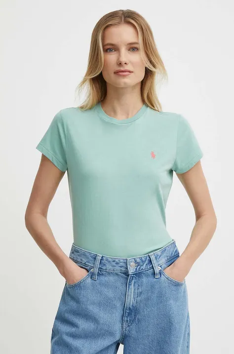 Βαμβακερό μπλουζάκι Polo Ralph Lauren γυναικεία, χρώμα: πράσινο