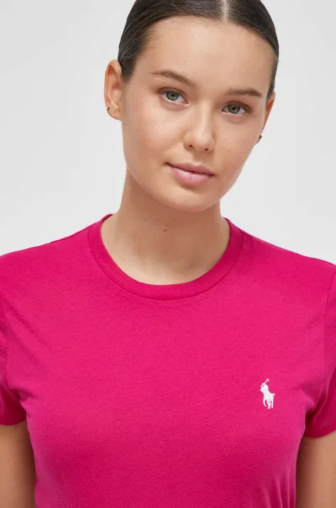 Βαμβακερό μπλουζάκι Polo Ralph Lauren χρώμα: ροζ