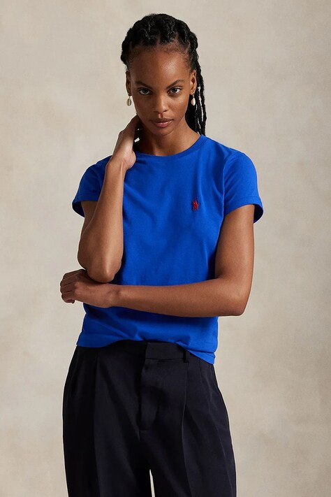 Bombažna kratka majica Polo Ralph Lauren ženska, rumena barva, 211898698