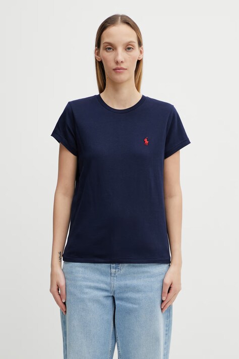 Бавовняна футболка Polo Ralph Lauren жіноча колір синій 211898698