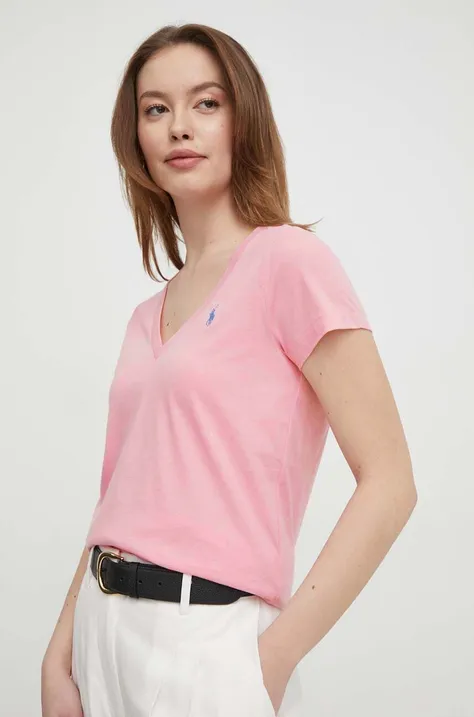 Pamučna majica Polo Ralph Lauren boja: ružičasta, 211902403