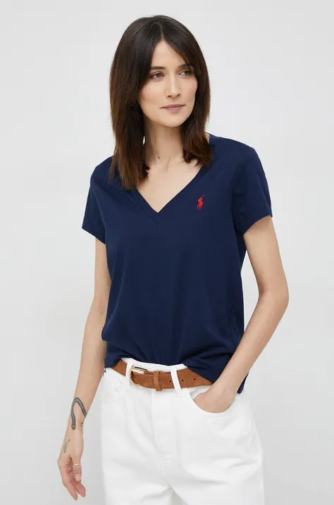 Хлопковая футболка Polo Ralph Lauren цвет синий