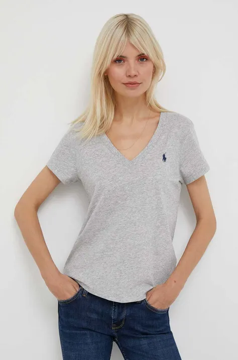 Βαμβακερό μπλουζάκι Polo Ralph Lauren χρώμα: γκρι
