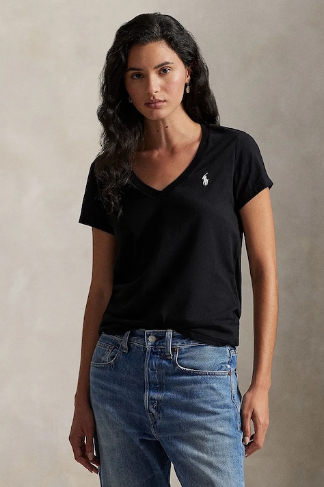 Βαμβακερό μπλουζάκι Polo Ralph Lauren χρώμα: μαύρο