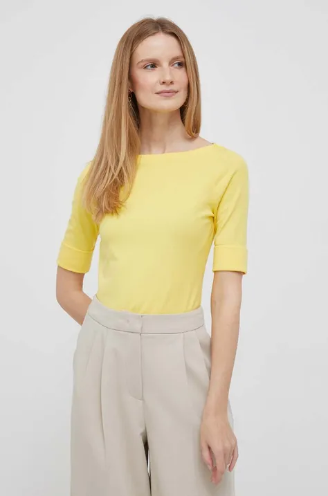 Tričko Lauren Ralph Lauren dámsky, žltá farba