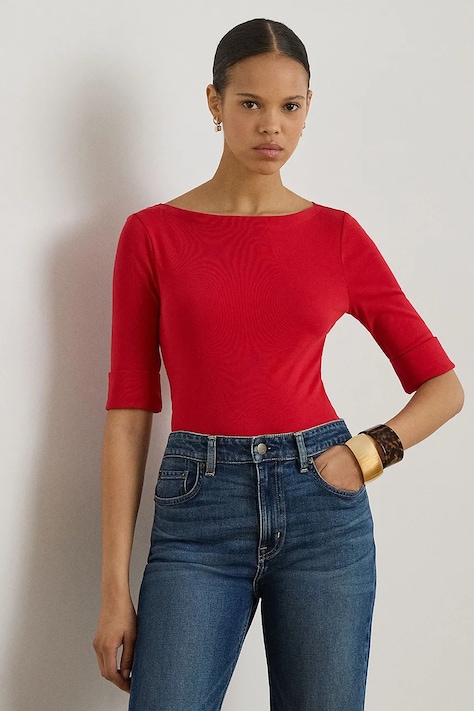 Lauren Ralph Lauren t-shirt damski bawełniany czerwony 200654963