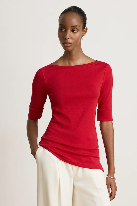 Lauren Ralph Lauren T-shirt damski z bawełną czerwony 200654963