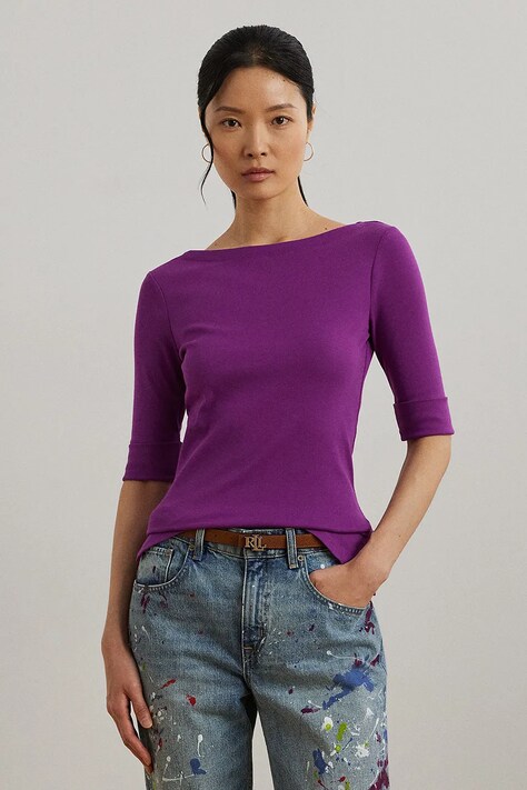 Tričko Lauren Ralph Lauren dámske, oranžová farba, 200654963