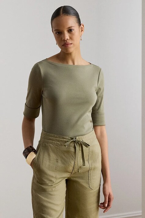 Lauren Ralph Lauren tričko dámské s bavlnou zelené 200654963