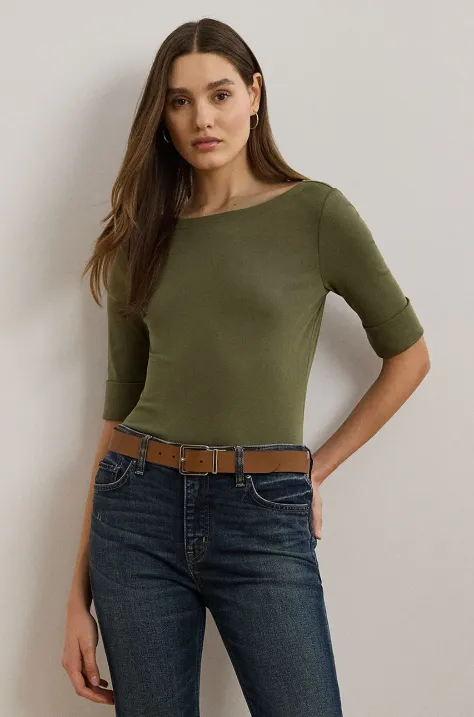 Lauren Ralph Lauren tricou femei, culoarea verde, 200654963