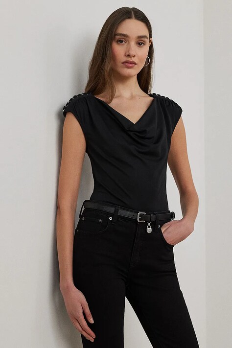 Lauren Ralph Lauren bluză femei, culoarea bleumarin, uni, 200889317