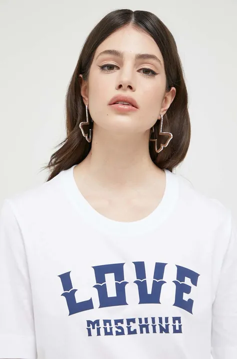 Βαμβακερό μπλουζάκι Love Moschino χρώμα: άσπρο