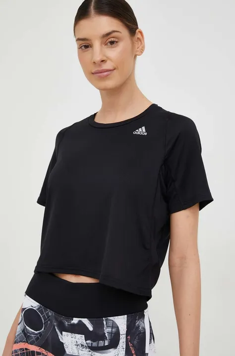 adidas Performance t-shirt do biegania Fast kolor czarny