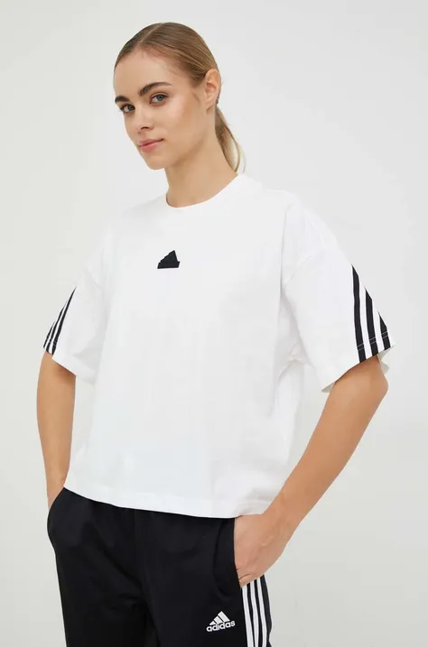 Bombažna kratka majica adidas bela barva