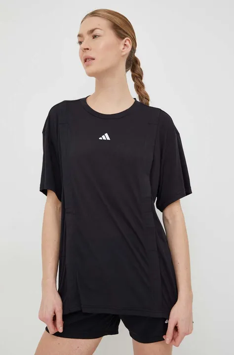 Tehotenské tréningové tričko adidas Performance Training Essentials čierna farba
