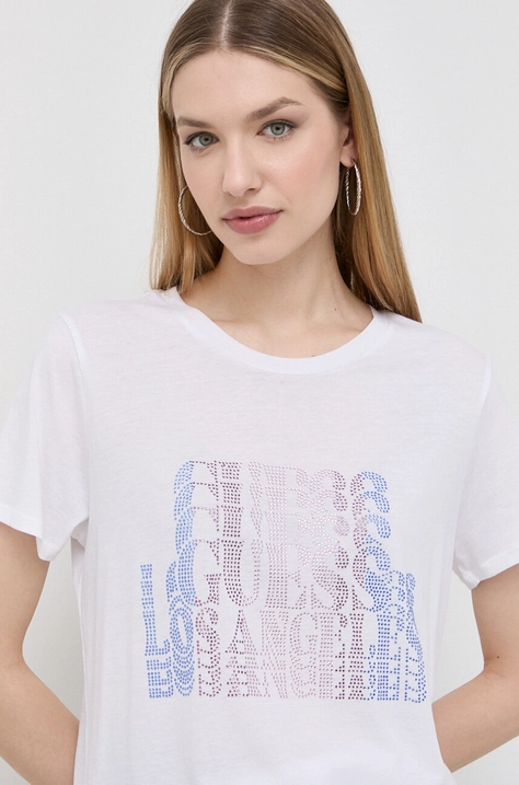 Guess t-shirt damski kolor biały