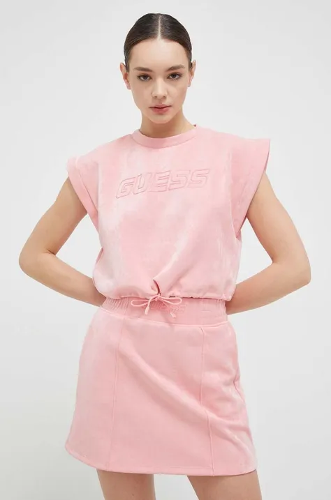 Kratka majica Guess ženski, roza barva