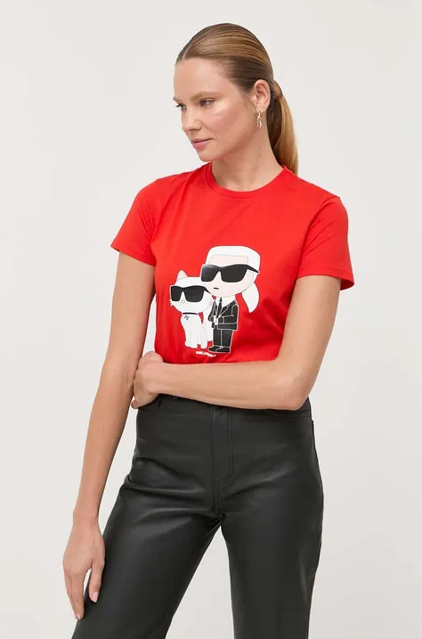 Karl Lagerfeld t-shirt bawełniany kolor czerwony