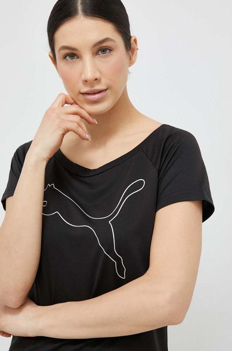 Μπλουζάκι προπόνησης Puma Favorite χρώμα: μαύρο, 522420