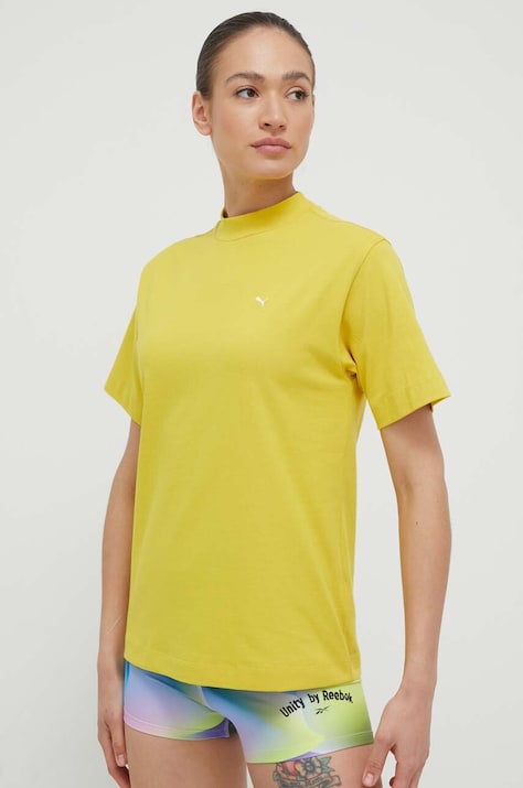 Puma tricou din bumbac culoarea galben