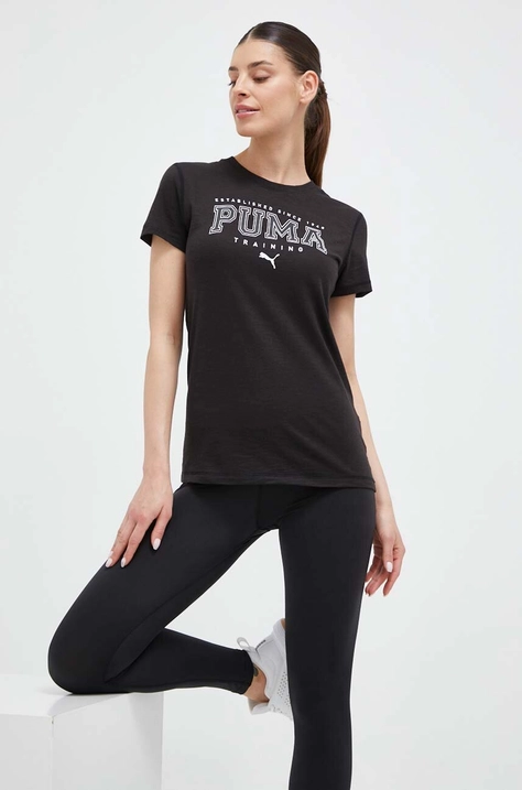 Puma tricou de antrenament Graphic Tee Fit culoarea negru