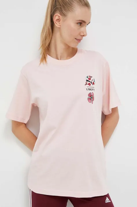 Bombažna kratka majica Puma X LIBERTY roza barva